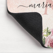 Matig schattig Roze Glitter Roos Gold floral Muismat (Hoek)