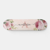 Matig schattig Roze Glitter Roos Gold floral Persoonlijk Skateboard (Horizontaal)
