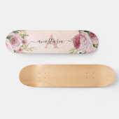 Matig schattig Roze Glitter Roos Gold floral Persoonlijk Skateboard (Horizontaal)