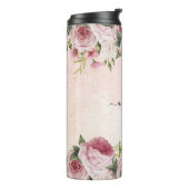 Matig schattig Roze Glitter Roos Gold floral Thermosbeker (Gedraaid links)