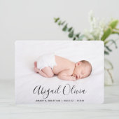 Matig script Baby Naam Fotocollage geboorte Aankondiging (Staand voorkant)