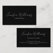 Matig script elegant minimalistisch zwart visitekaartje (Voorkant / Achterkant)