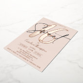 Matig script gootroze foto Sweet 16 roos goud Folie Uitnodiging (Gedraaid)