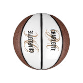 Matig script goudmonogram naam basketbal (Verticaal)