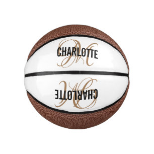 Matig script goudmonogram naam basketbal