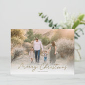 Matig script, grote kerstfoto feestdagenkaart (Staand voorkant)