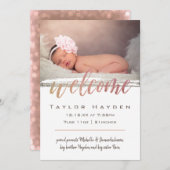 Matig script licht foto geboorteaankondiging aankondiging (Voorkant / Achterkant)