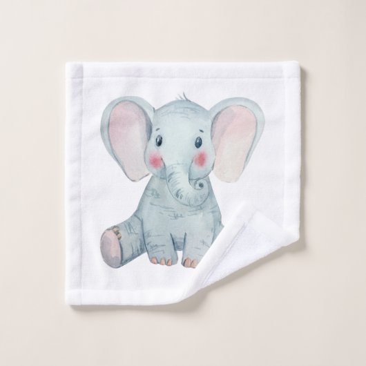 Matig script monogram schattig dierlijk olifantenb bad handdoek (Wasdoekje)