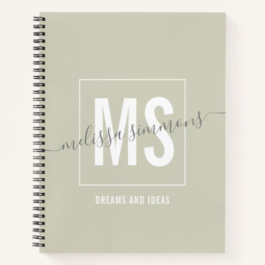 Matig script name monogram notitieboek (Voorkant)