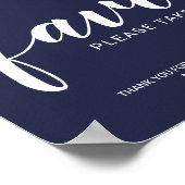 Matig Script Navy Blue Wedding Favors Sign Poster (Hoek)