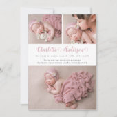 Matig script Newborn 3 Fotocollage geboorte Aankondiging (Voorkant)