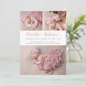 Matig script Newborn 3 Fotocollage geboorte Aankondiging (Staand voorkant)