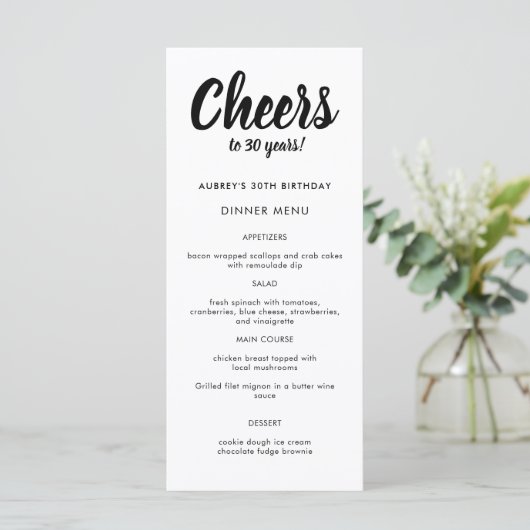 Matig script om het even welk jaarmenu van 30e ver menu (Staand voorkant)