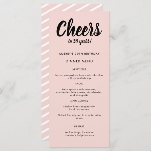 Matig script om het even welk jaarmenu van 30e ver menu (Voorkant / Achterkant)