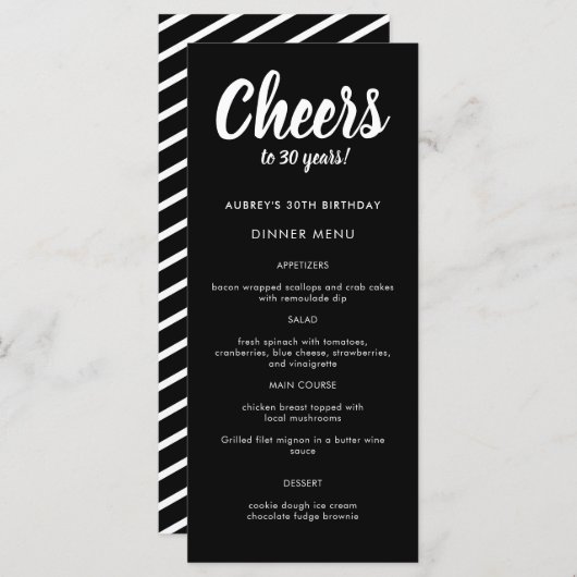 Matig script om het even welk jaarmenu van 30e ver menu (Voorkant / Achterkant)