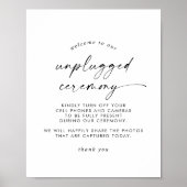 Matig Script Unplugged Ceremony Sign Poster (Voorkant)