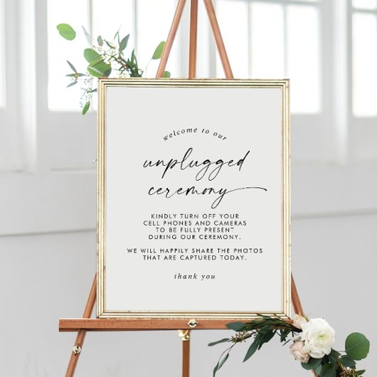 Matig Script Unplugged Ceremony Sign Poster