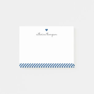 Matig script voor Navy Blue Stripe Heart Girly Post-it® Notes