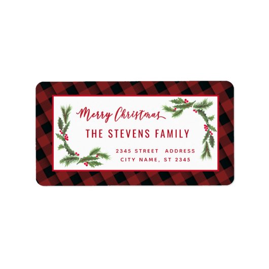 Matig script: vrolijk kerstrood geblazen etiket (Voorkant)