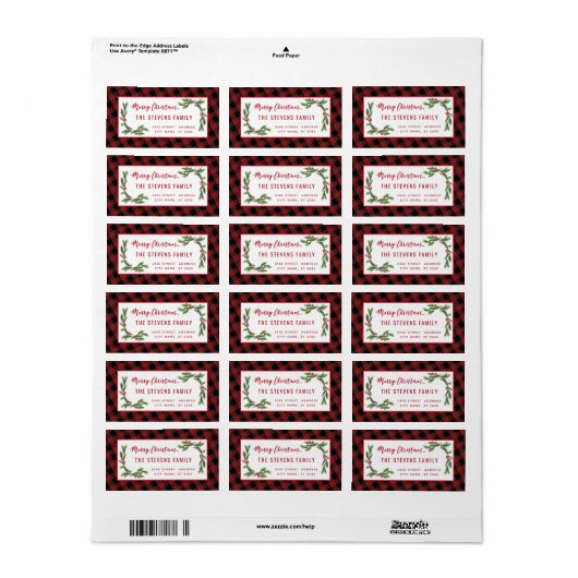 Matig script: vrolijk kerstrood geblazen etiket (Full Sheet)