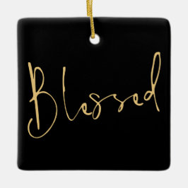 Matig script zonder kerstmis zwart keramisch ornament