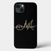 Matig script zwart-wit Gold Case-Mate iPhone Case (Achterkant)
