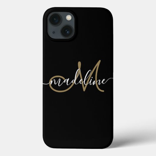 Matig script zwart-wit Gold Case-Mate iPhone Case (Achterkant)