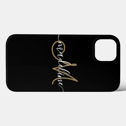 Matig script zwart-wit Gold Case-Mate iPhone Case (Achterkant (horizontaal))