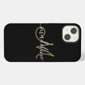 Matig script zwart-wit Gold iPhone Hoesje (Achterkant horizontaal)