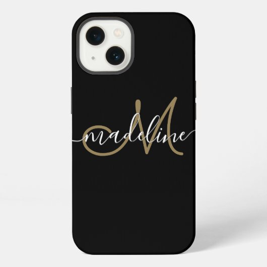 Matig script zwart-wit Gold iPhone Hoesje (Achterkant)