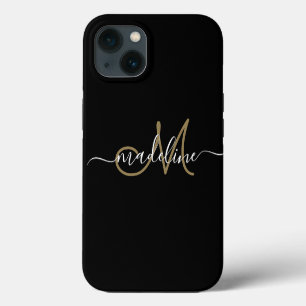 Matig script zwart-wit Gold iPhone 13 Hoesje