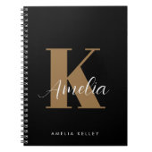 Matig script zwart-wit Gold Notitieboek (Voorkant)