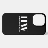 Matig serif initialen monogram zwart wit iPhone hoesje (Achterkant horizontaal)