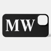 Matig serif monogram initiaal massief zwart wit iPhone hoesje (Achterkant horizontaal)