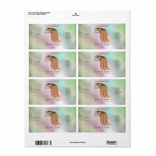 Matig serumetiket van holografisch elegant haar etiket (Full Sheet)