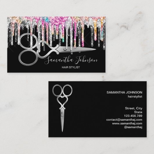 Matig Silver holografisch haarstylist kapster Visitekaartje (Voorkant / Achterkant)