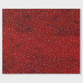 Matig sneeuwpatroon witte polkadots op rood marmer cadeaupapier (Vlak)