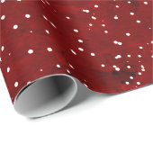 Matig sneeuwpatroon witte polkadots op rood marmer cadeaupapier (Rol Hoek)
