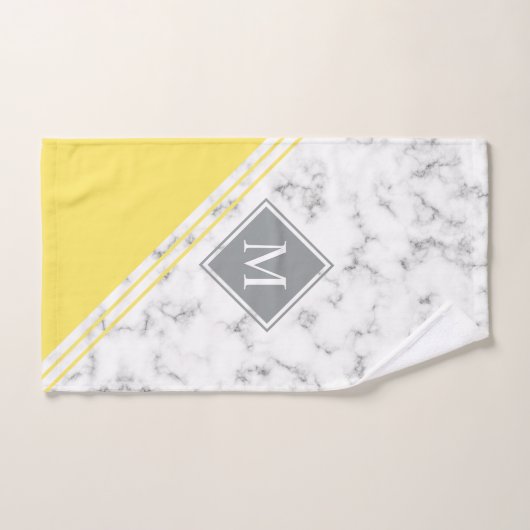 Matig stijlvol monogram geel grijs marmer bad handdoek (Handdoek)