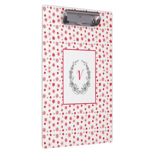 Matig Stijlvol Monogram Girly Pattern Red Klembord (Rechts)