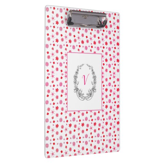 Matig Stijlvol Monogram Girly Pattern Red Klembord (Rechts)