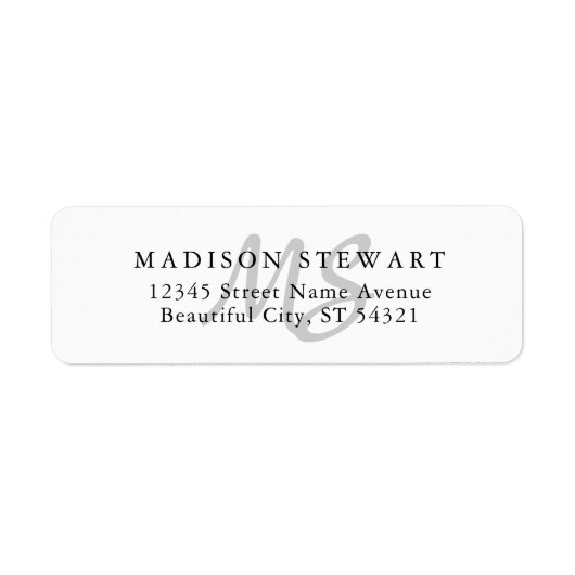Matig Stijlvol Silver Grey Brush Monogram Etiket (Voorkant)