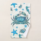 Matig strand Blauwe krab Zeepaardje Bad Handdoek (Handdoek)