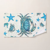 Matig strand Blauwe krab Zeepaardje Bad Handdoek (Handdoek)