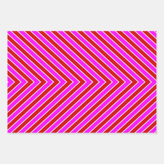 Matig Stripe Pattern Red Hot Pink Inpakpapier Vel (Voorkant 2)