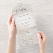 Matig Tan Marble Minimal Monogram Dinner All In One Uitnodiging (Afscheurbaar)