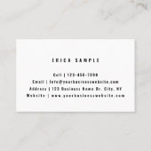 Matig Tattoo kunstenaar Minimale Typografie Monogr Visitekaartje (Achterkant)