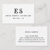 Matig Tattoo kunstenaar Minimale Typografie Monogr Visitekaartje (Voorkant / Achterkant)