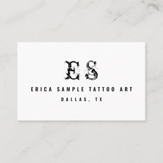 Matig Tattoo kunstenaar Minimale Typografie Monogr Visitekaartje (Voorkant)