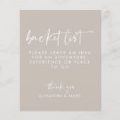 Matig Taupe Script Wedding Bucket List Sign. (Voorkant)